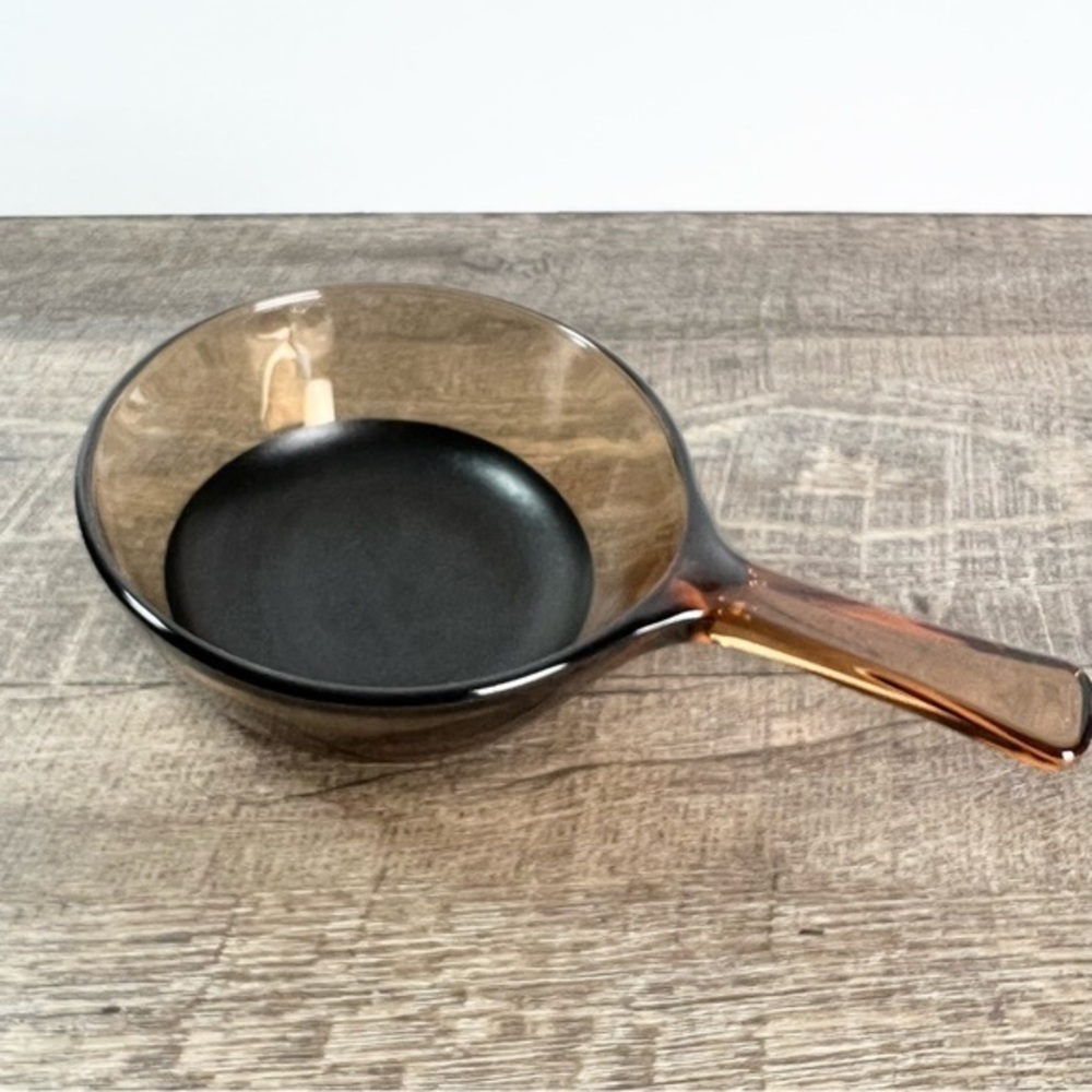 Corning Vision 6" Pan Non Stick bottom Amber Brown Vintage no lid